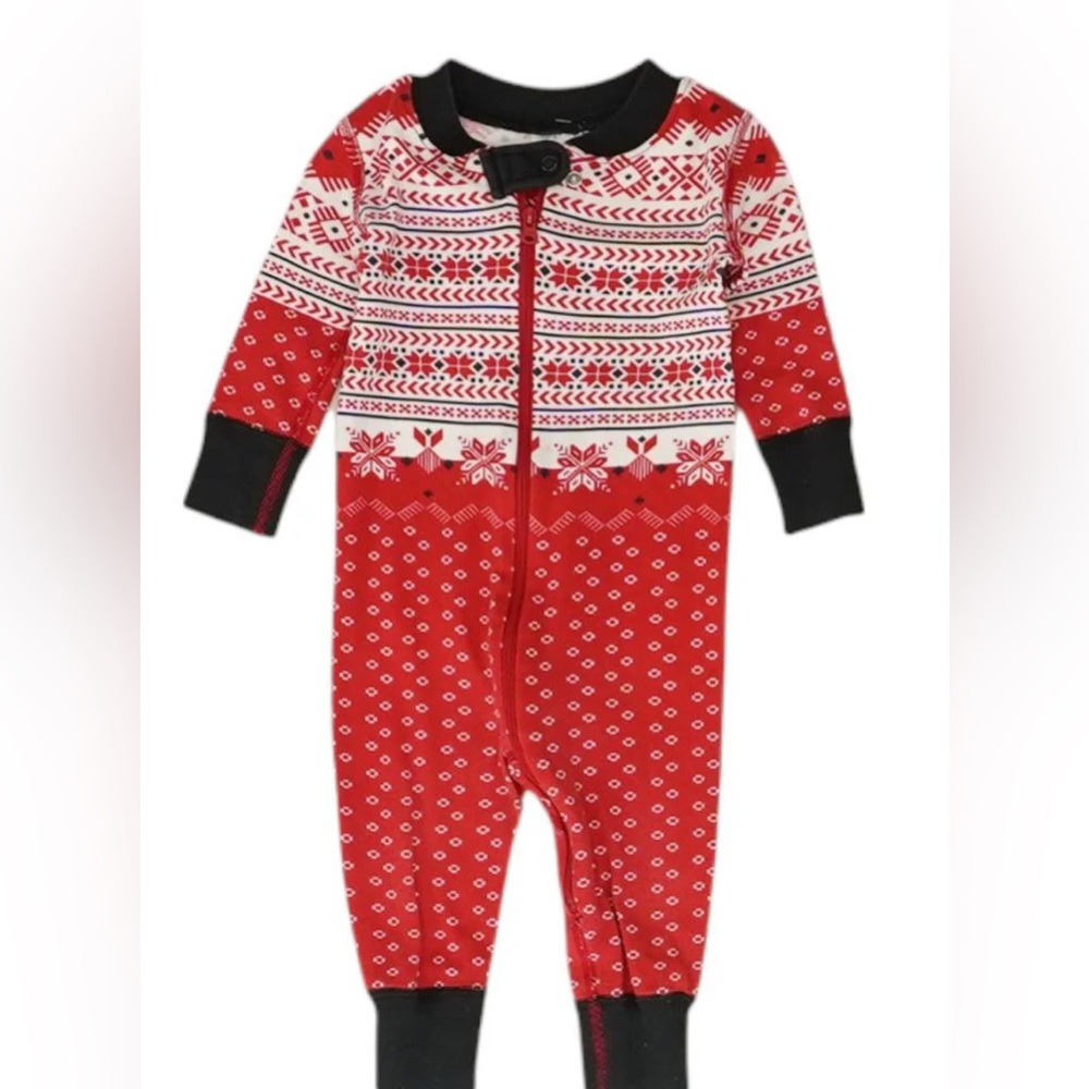 Hanna Andersson Red White Fair Isle One-Piece Footie